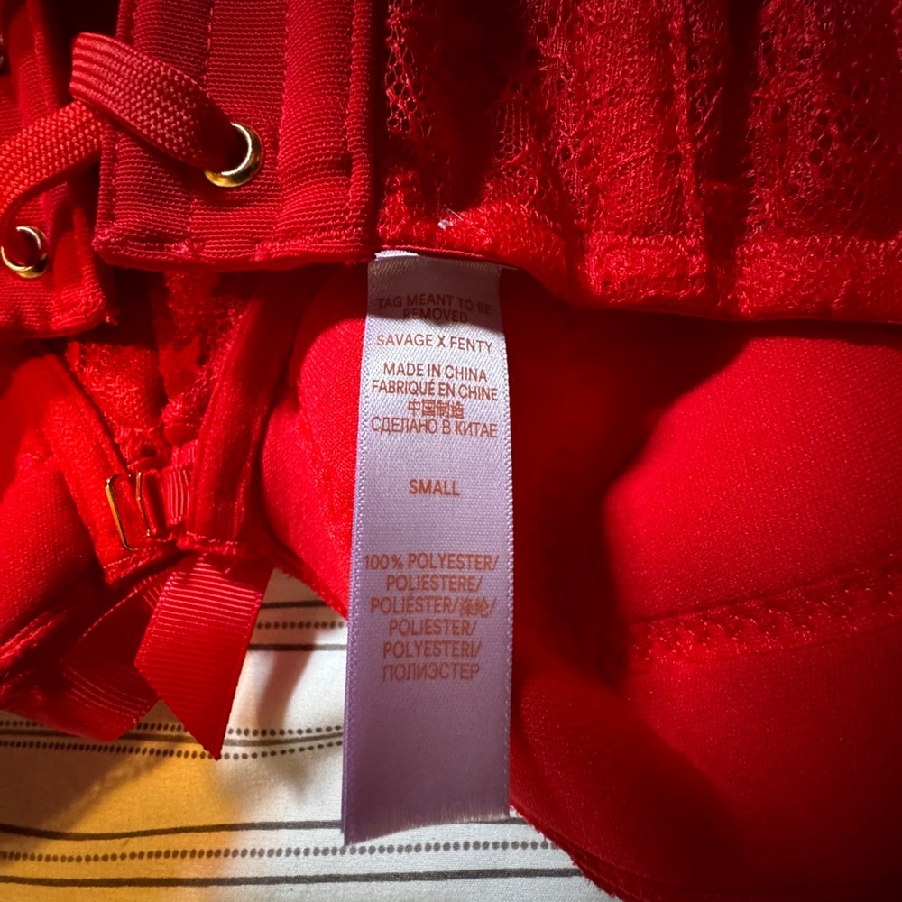 NWT Savage X Fenty Red Lace Corset - Picture 4 of 4